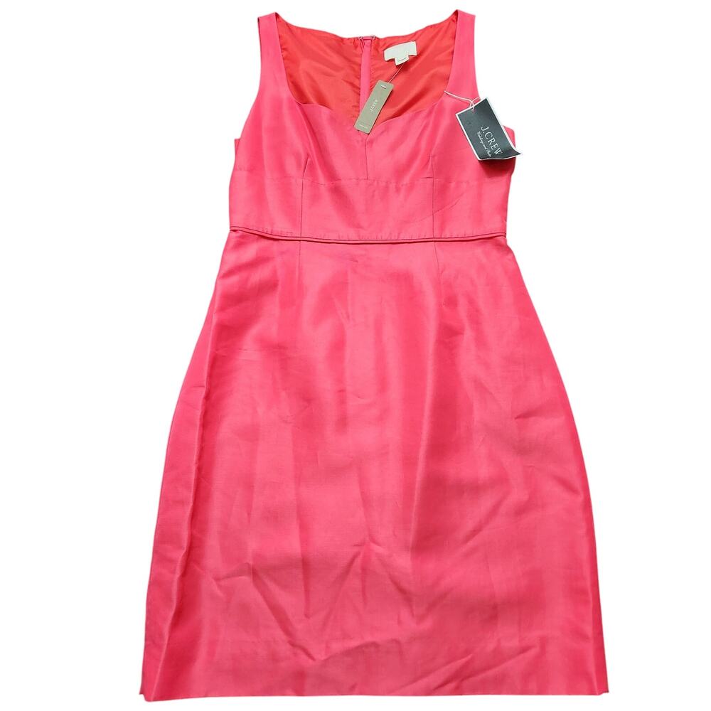 NWT J. Crew Sheath Stretch Sweetheart Vivid Flamingo Pink Dress Size 8